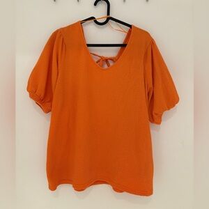 Orange summer texture top with tie back